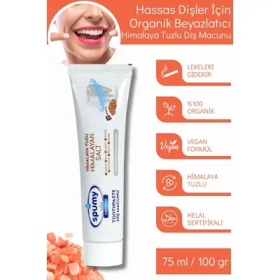 Hassas Dişler Için Organik Beyazlatıcı Himalaya Tuzlu Diş Macunu - 100 gr